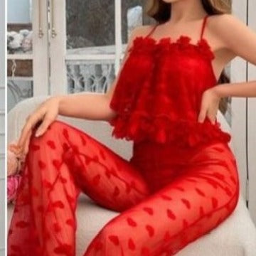 Women's Pajamas Lace See-through Uniform Suit touchydesign