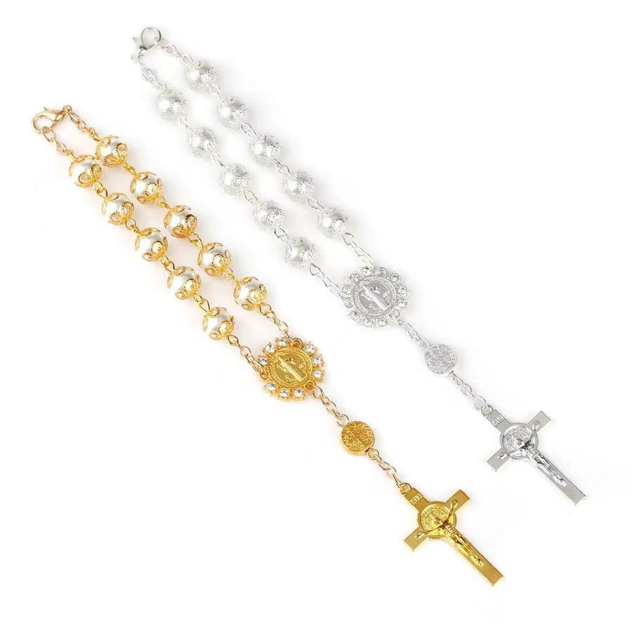 Beads Artificial Glass Pearl Cross Bracelet touchydesign