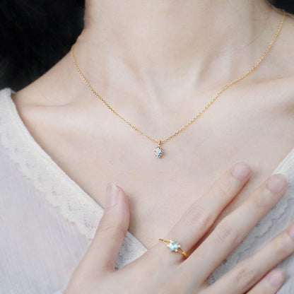 S925 Silver Clavicle Chain Necklace Ring Suit