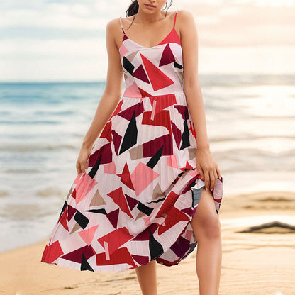 Camisole Vacation A- Line Midi Dress Geometric Print