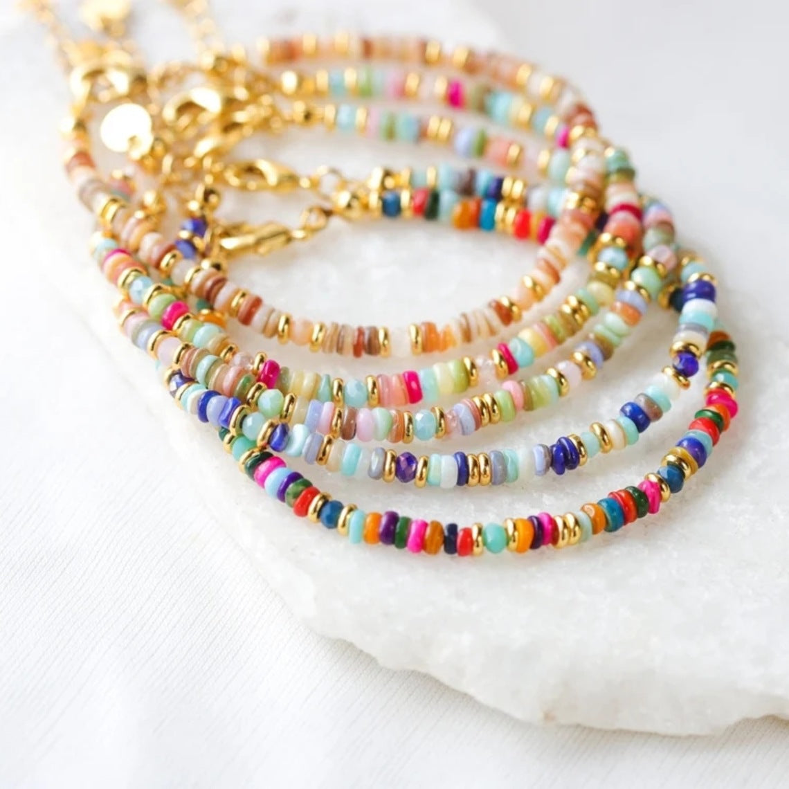 Colorful Natural Shell Hand-woven Beads Retro Twin touchydesign