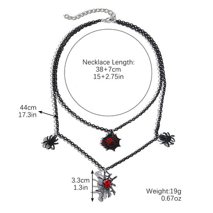 Skull Pendant Pumpkin Spider Halloween Necklace