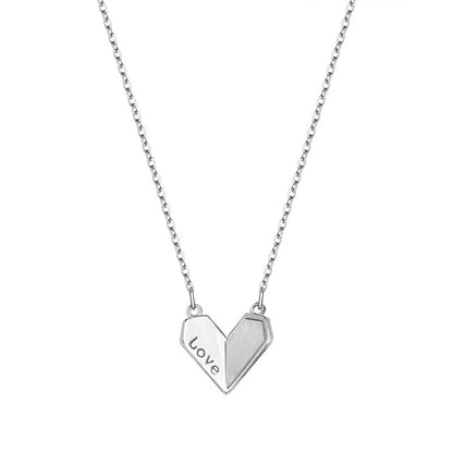 Sterling Silver S925 Heart-shaped White Shell Necklace LOVE Affordable Luxury Style touchydesign