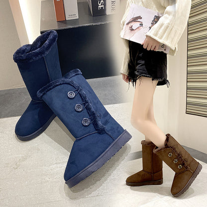 High cotton-padded thickened warm snow boots for women, designed to provide cozy and durable winter footwear for cold weather.