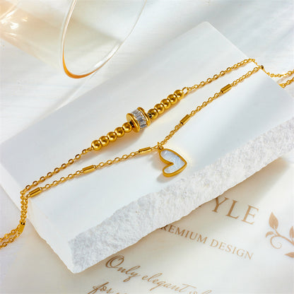 Multi-layer Twin Love Pendant Parts Chain Anklet touchydesign