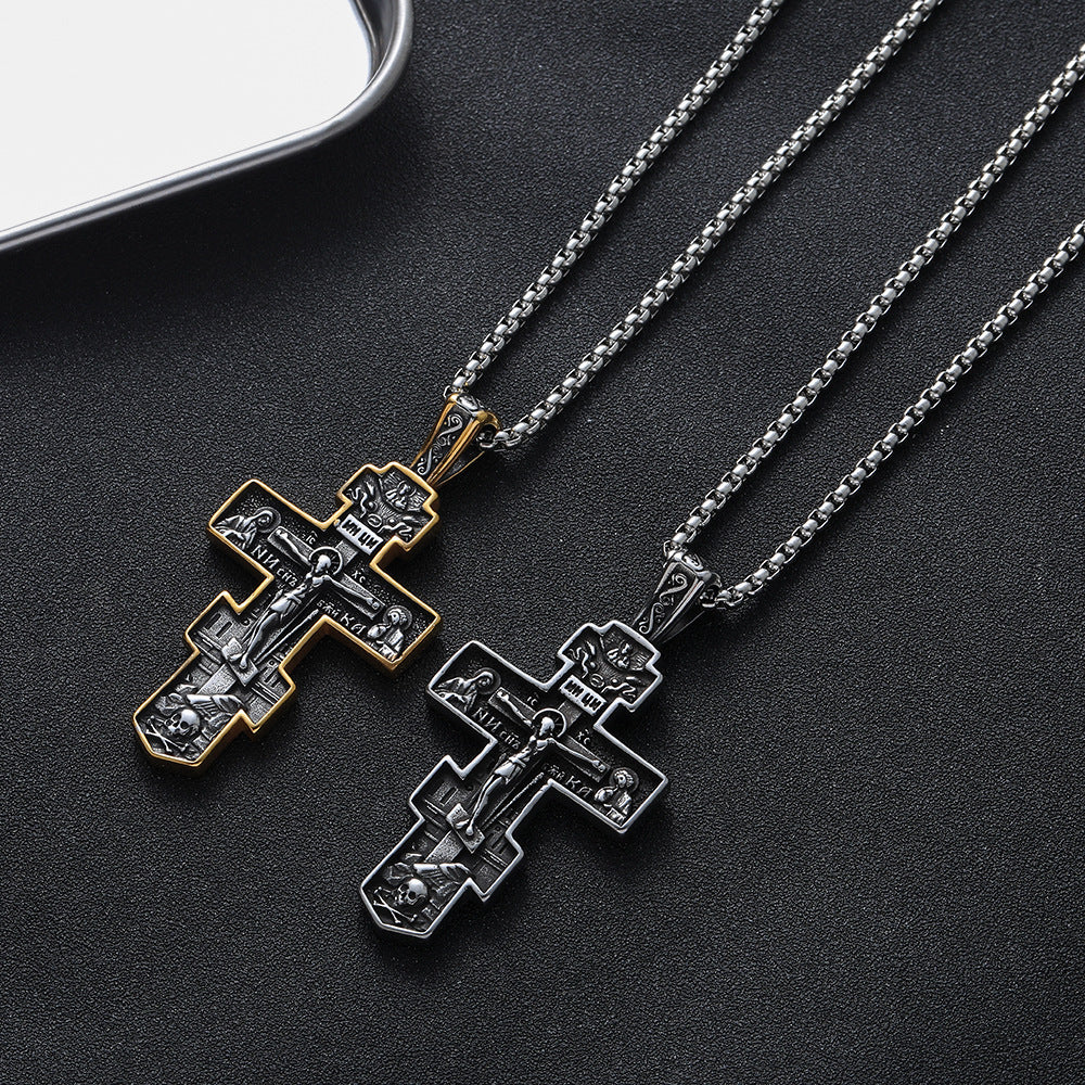 Vintage Cross Titanium Steel Necklace Fashion touchydesign