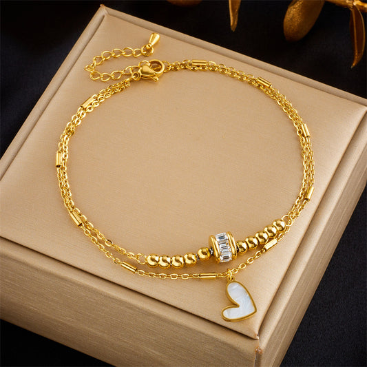 Multi-layer Twin Love Pendant Parts Chain Anklet touchydesign