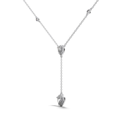 Silver S925 White Pear-shaped Water Drop Round Zirconium Inlaid Exquisite Design Clavicle Chain Necklace touchydesign