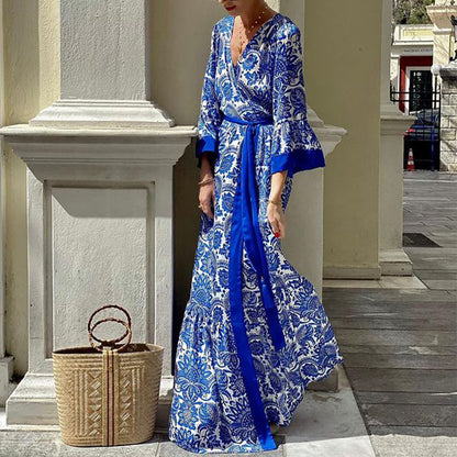 Fashion Temperament Printed Bohemian Mid-length Dress touchydesign