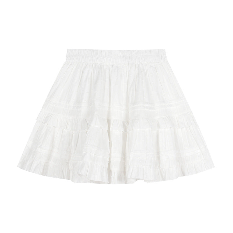 Pure Cotton Ballet Style White Lotus Leaf Border Light Skirt