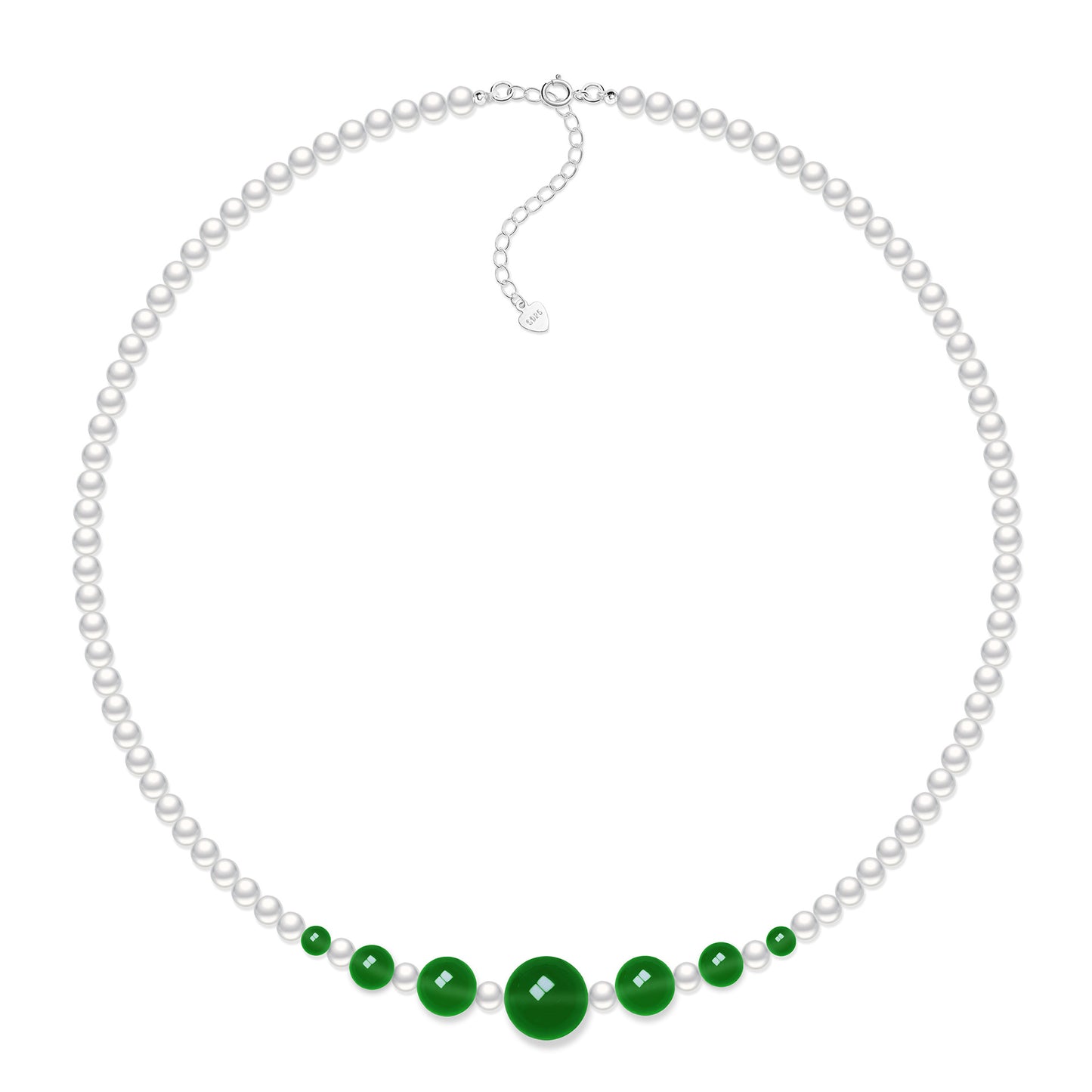 Sterling Silver Clavicle Chain White Jasper Green Chalcedony touchydesign