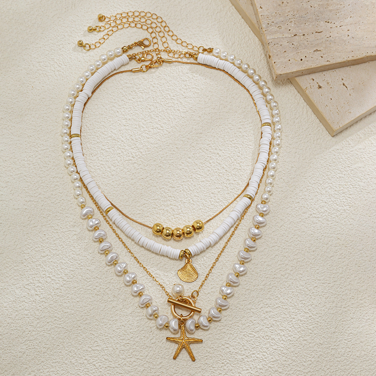 Starfish  Pearl Necklace Suit Niche Alloy