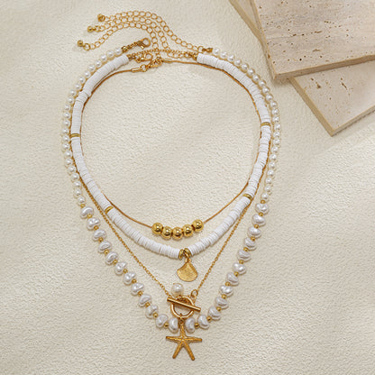 Starfish  Pearl Necklace Suit Niche Alloy