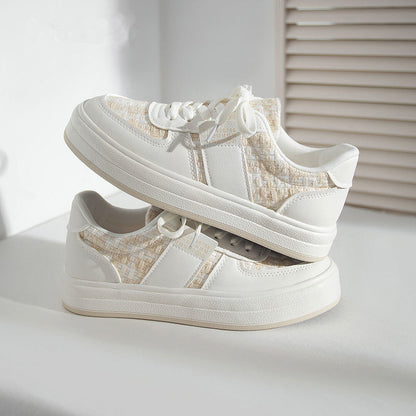 Japanese Style White Thick-Soled Leisure Sports Shoes - Trendy Board Footwear