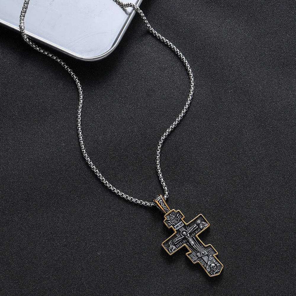 Vintage Cross Titanium Steel Necklace Fashion touchydesign