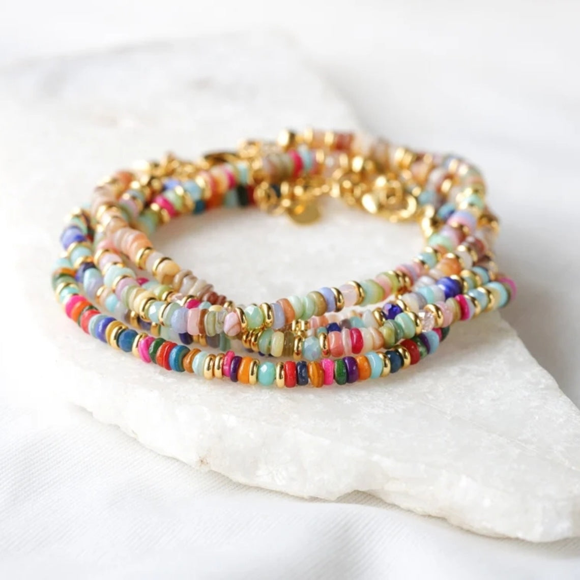 Colorful Natural Shell Hand-woven Beads Retro Twin touchydesign