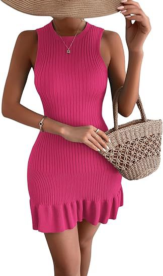 Dress Women's Mid-length Flounced Slim Sleeveless touchydesign