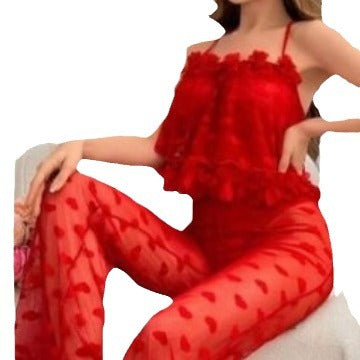 Women's Pajamas Lace See-through Uniform Suit touchydesign