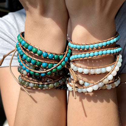 Natural Stone Hand Weaving Bracelet Women's Bohemian Style touchydesign