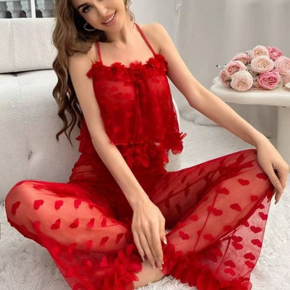 Women's Pajamas Lace See-through Uniform Suit touchydesign