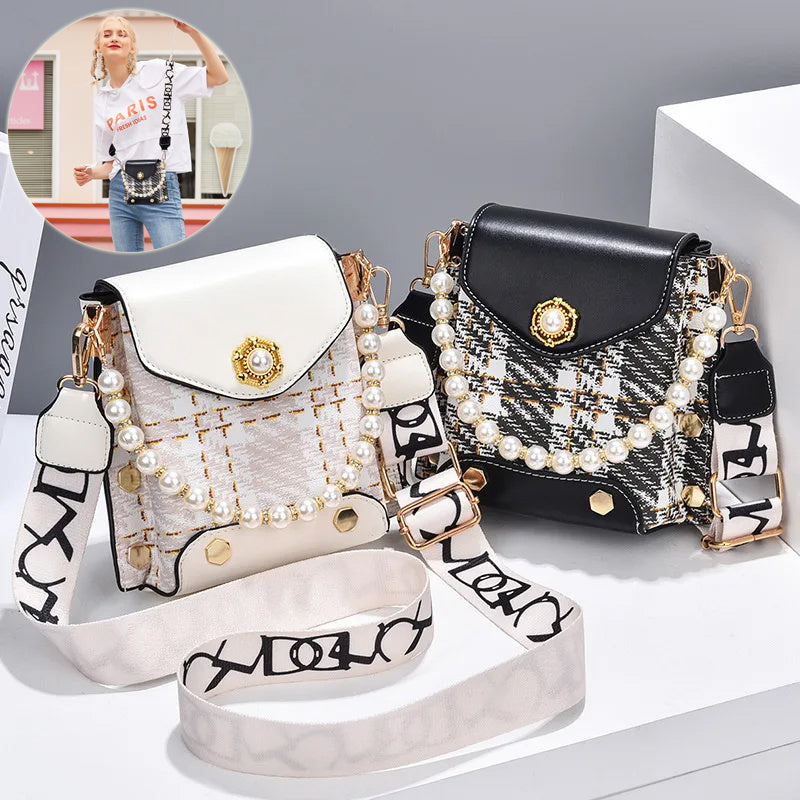 Women's crossbody bag with pearl chain and cute princess wallet"