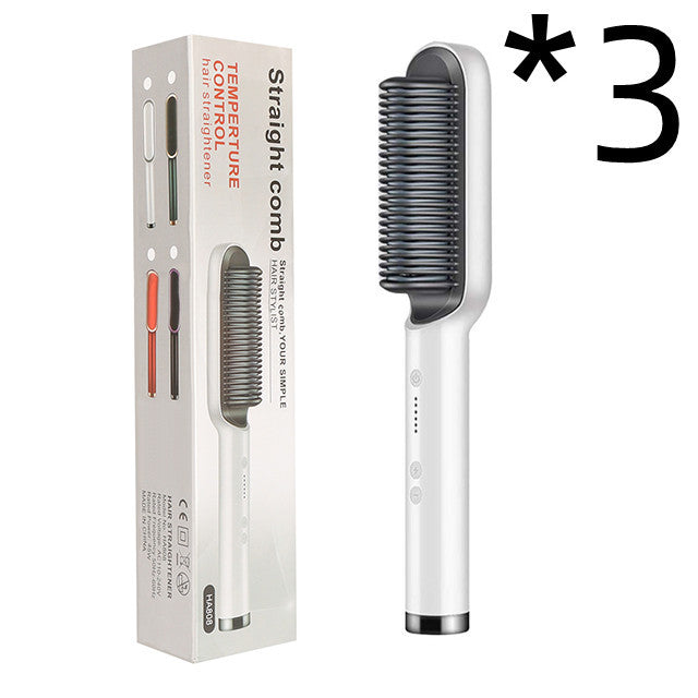 2-in-1 hair straightener and curling comb with negative ion technology. Dual-purpose electric hair brush for smooth, shiny hair and versatile styling."