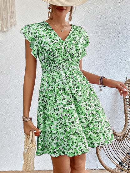 Women's Printed Flounced Dress touchydesign