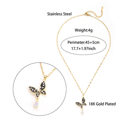 Temperament Pearl Dropping Oil Butterfly Necklace With Advanced Design Sense Tassel Pendant Versatile Jewelry touchydesign