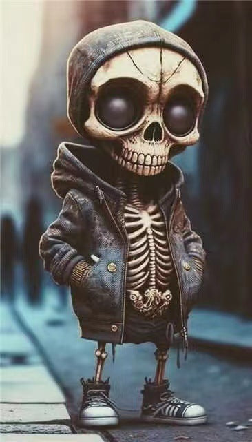 "Halloween cool skeleton figurines, resin skeleton dolls for home decor, spooky Halloween ornaments, detailed skeleton decorations, eerie Halloween collectibles."