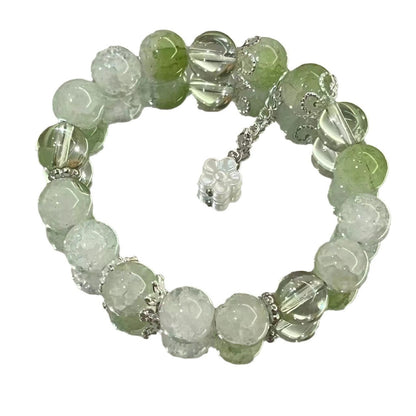 Women's Green Glass Flower Bracelet touchydesign