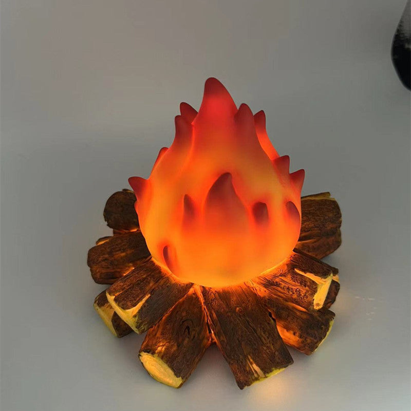 "LED Charcoal Flame Lamp with Realistic Flame Effect"