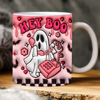 "Halloween Pumpkin Ceramic Coffee Mug with spooky fall design, festive Halloween-themed coffee mug, durable ceramic, perfect for coffee lovers."