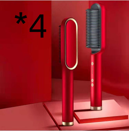 2-in-1 hair straightener and curling comb with negative ion technology. Dual-purpose electric hair brush for smooth, shiny hair and versatile styling."