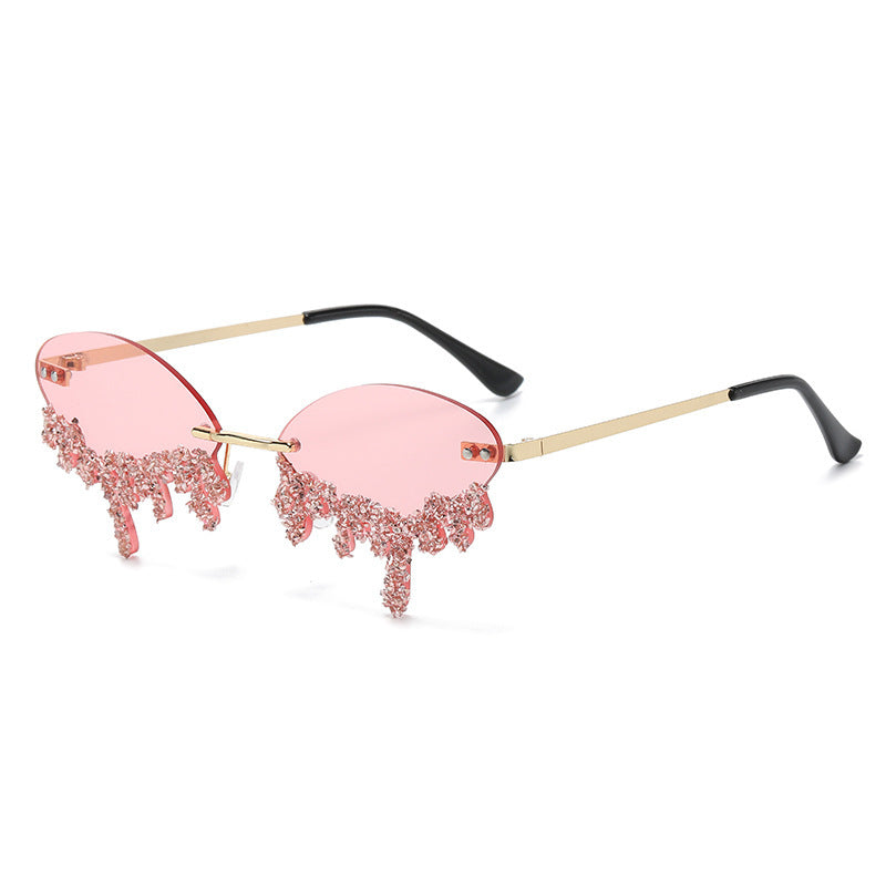 Cross-border New Arrival Frame Tears Diamond Studded By Hand Sunglasses touchydesign