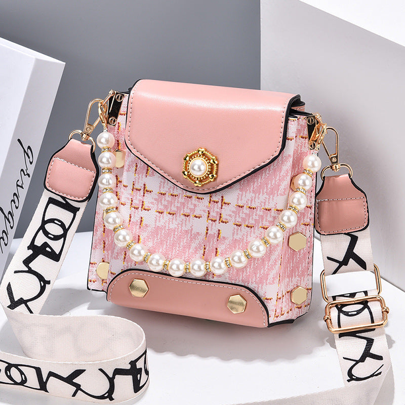 Women's crossbody bag with pearl chain and cute princess wallet"