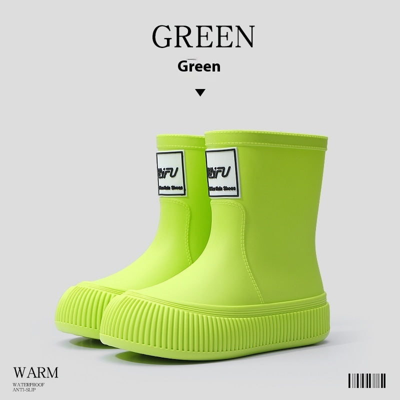 Trendy Mid-calf Length Comfortable Waterproof Lightweight Non-slip Soft Wear-resistant Platform Rain Boots