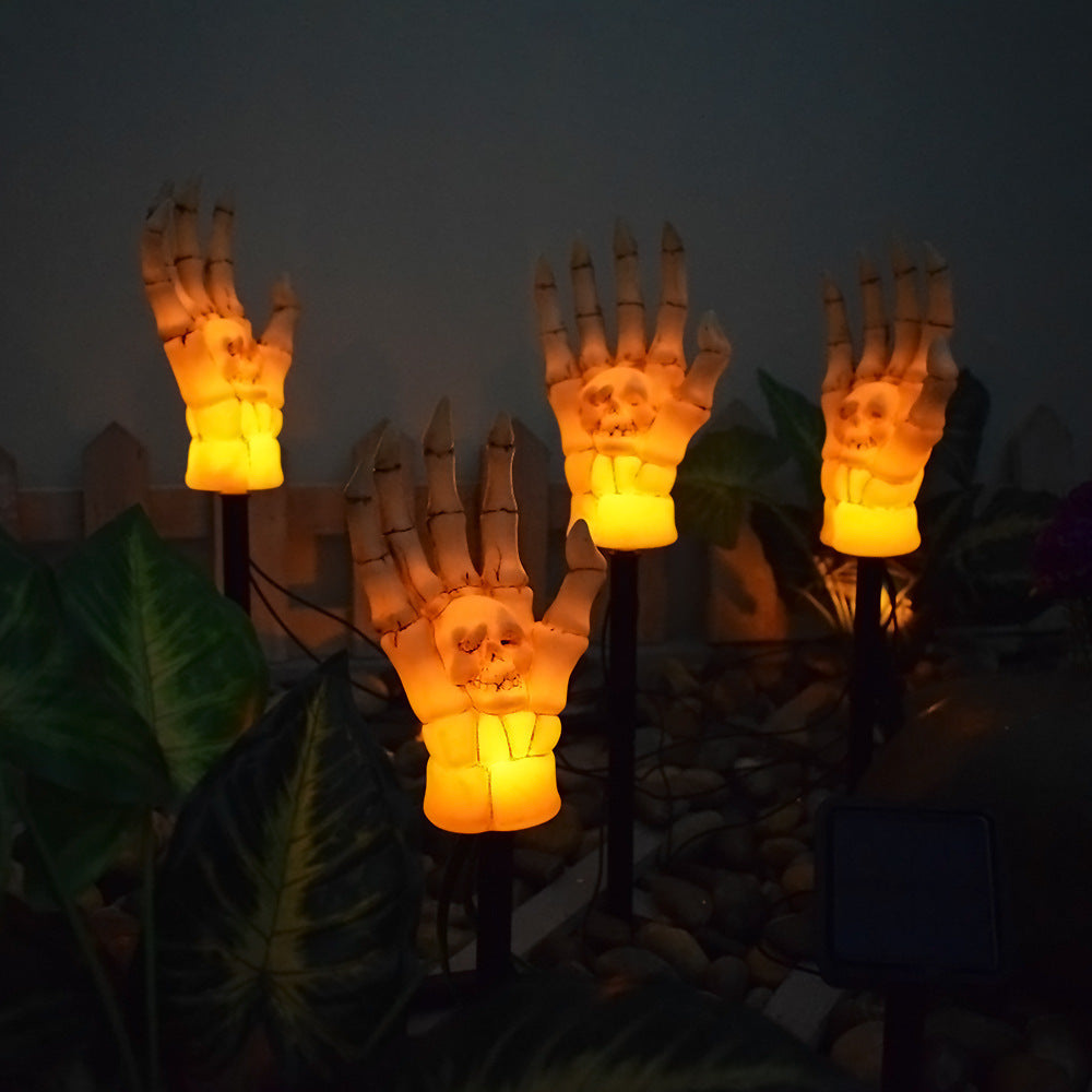 Halloween Waterproof Ghost Hand Light - Solar-Powered Outdoor Decoration for Courtyard or Garden, Spooky Halloween Decor for Nighttime Display.