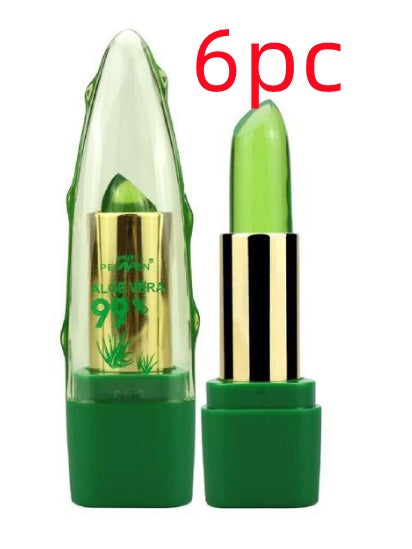 Aloe vera gel color-changing lipstick gloss - moisturizing lip balm with anti-drying properties and fine-grain texture for smooth lip care.