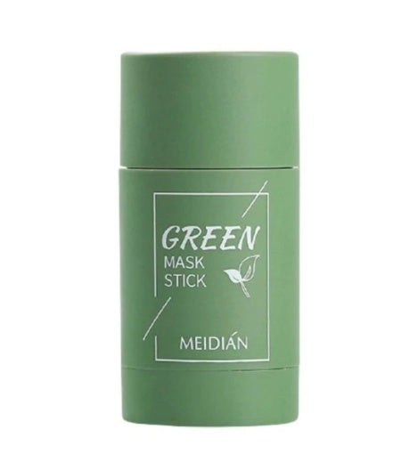 Green tea clay mask stick for oil control and anti-acne treatment. Seaweed-infused whitening mask for clear, bright skin care.