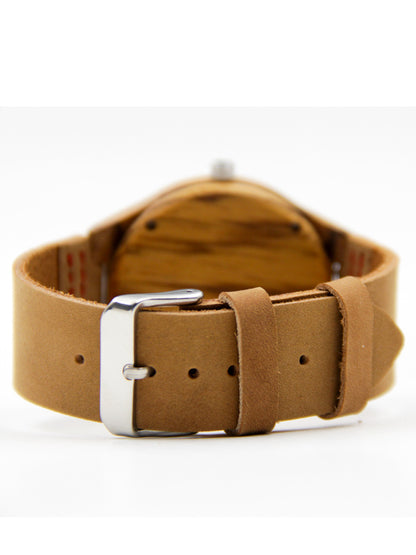 Casual Business Bamboo Leather Strap Watch touchydesign