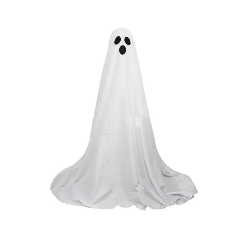 "Ghost Halloween decorations for front porch and courtyard, spooky outdoor decor, haunting ghost figures, Halloween yard decorations, eerie Halloween setup."