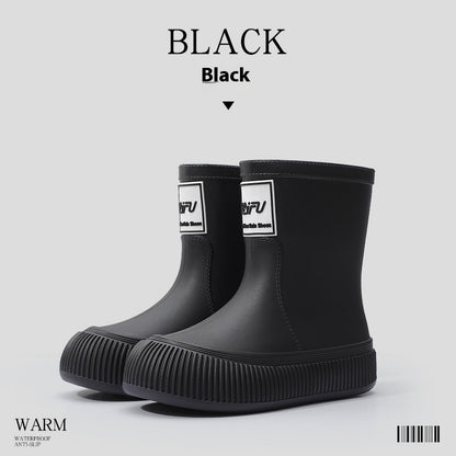 Trendy Mid-calf Length Comfortable Waterproof Lightweight Non-slip Soft Wear-resistant Platform Rain Boots