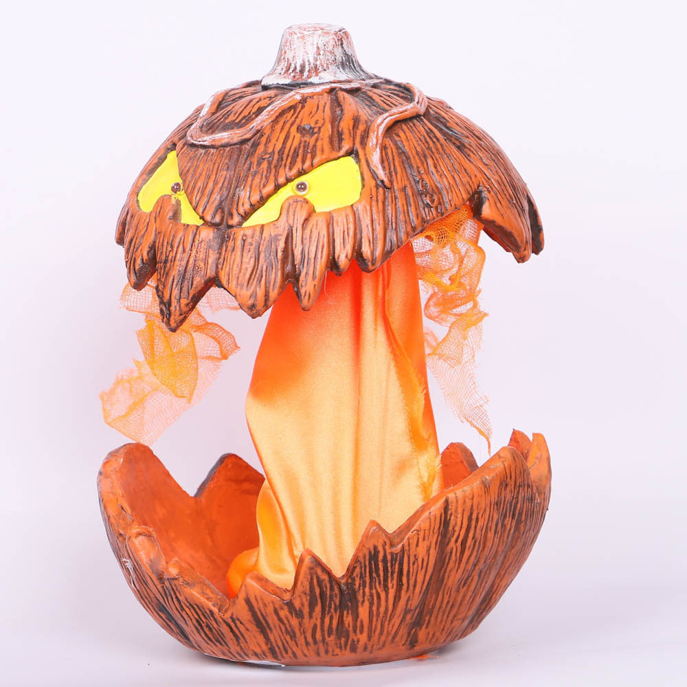 Sound-Activated Horror Pumpkin Garden Decoration for Outdoor Halloween Yard Decor