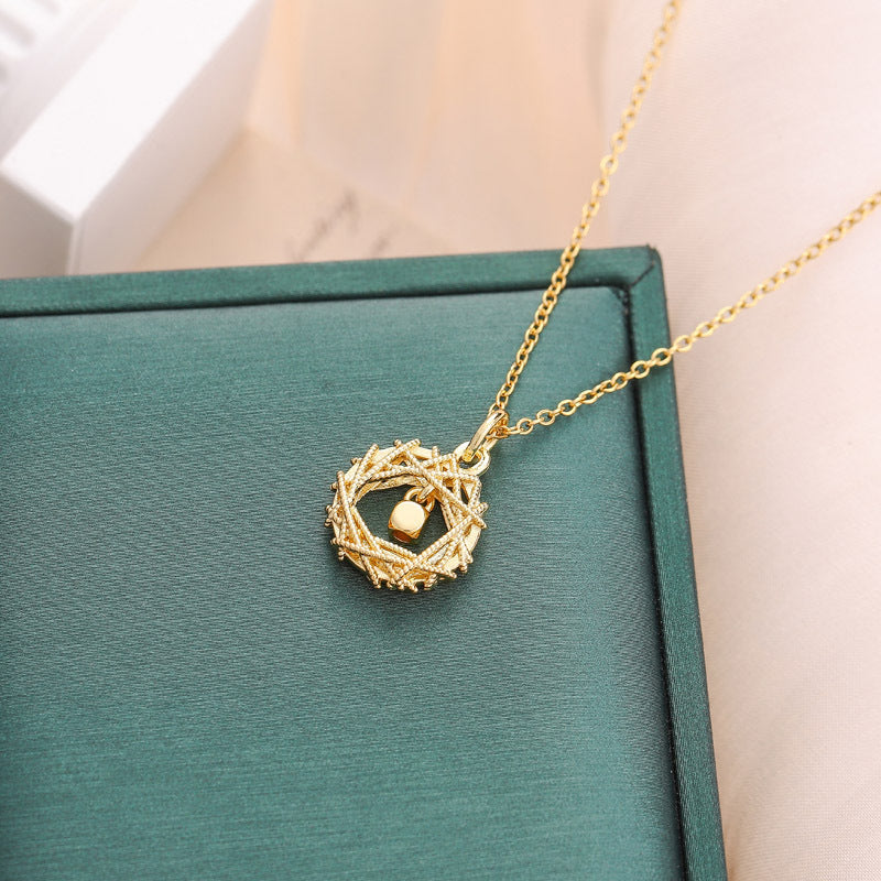 Fashion gold circle net design necklace for women