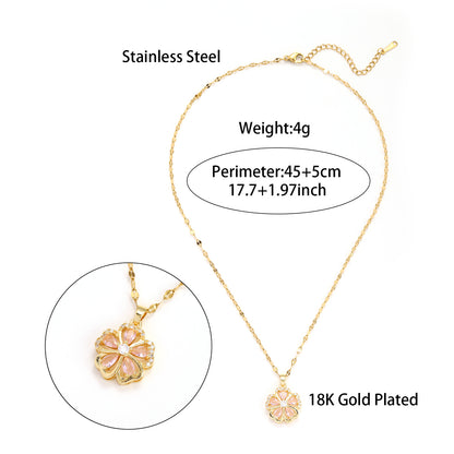 Red And Pink Zircon Flower Niche Light Luxury New Design Sense Pendant Temperament Necklace touchydesign