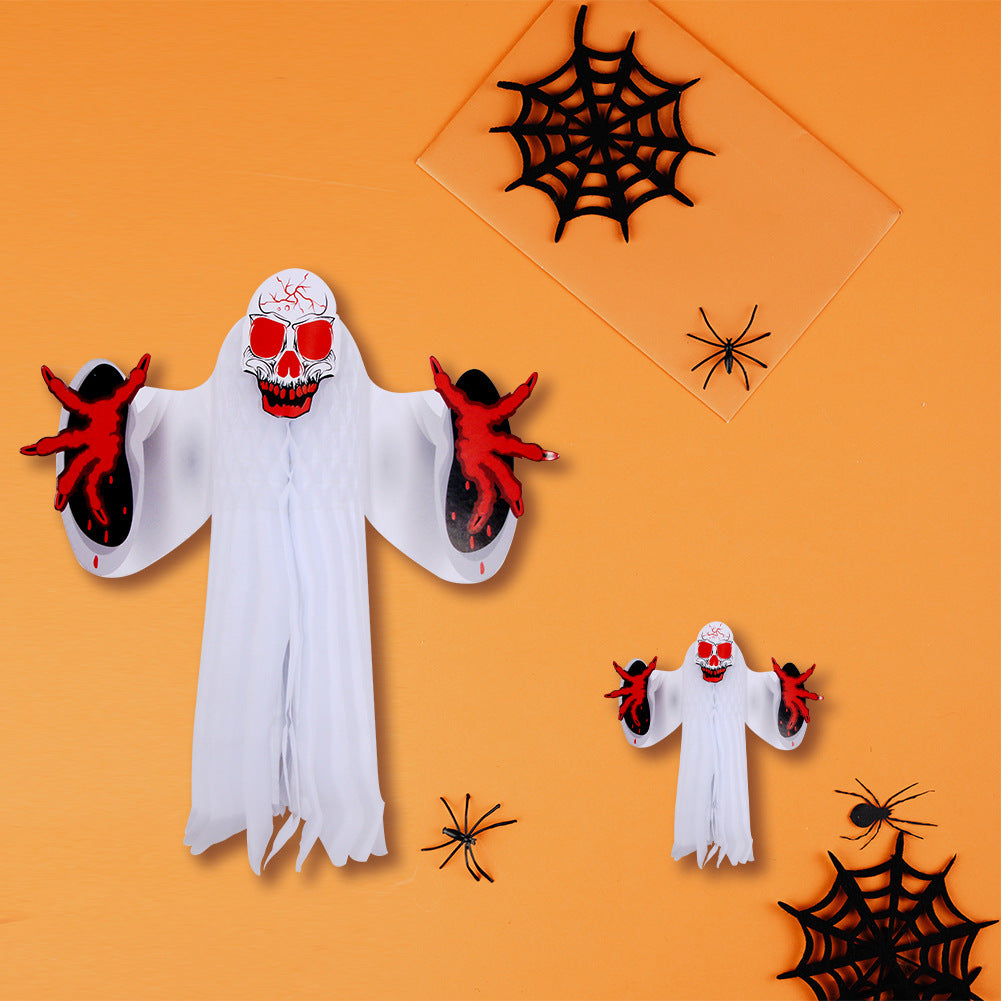 Halloween ghost ornaments for atmosphere decoration in haunted house setups