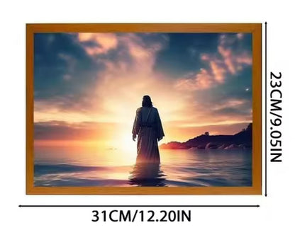 Jesus LED Light Painting Photo Frame | Night Light Room Decor | Moon Lamp Christmas Gifts