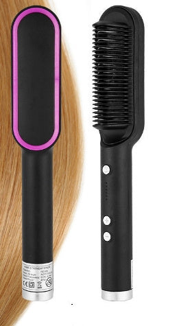 2-in-1 hair straightener and curling comb with negative ion technology. Dual-purpose electric hair brush for smooth, shiny hair and versatile styling."