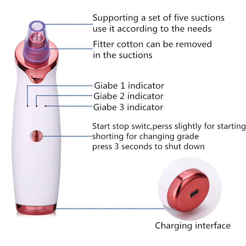 Blackhead remover vacuum suction tool for effective blackhead and pore cleaning. Helps clear skin and reduce acne with gentle suction for deep cleansing.