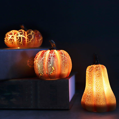 "2024 Halloween Pumpkin Lantern - Realistic Resin Pumpkin LED Candle Lamp - Luminous Halloween Decor for Spooky Atmosphere"